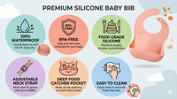 Silicone Baby Bib with Food Catcher | Waterproof Feeding Bib