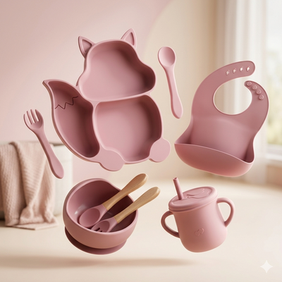 Silicone Baby Feeding Set | BPA-Free Toddler Plate, Bowl & Utensils